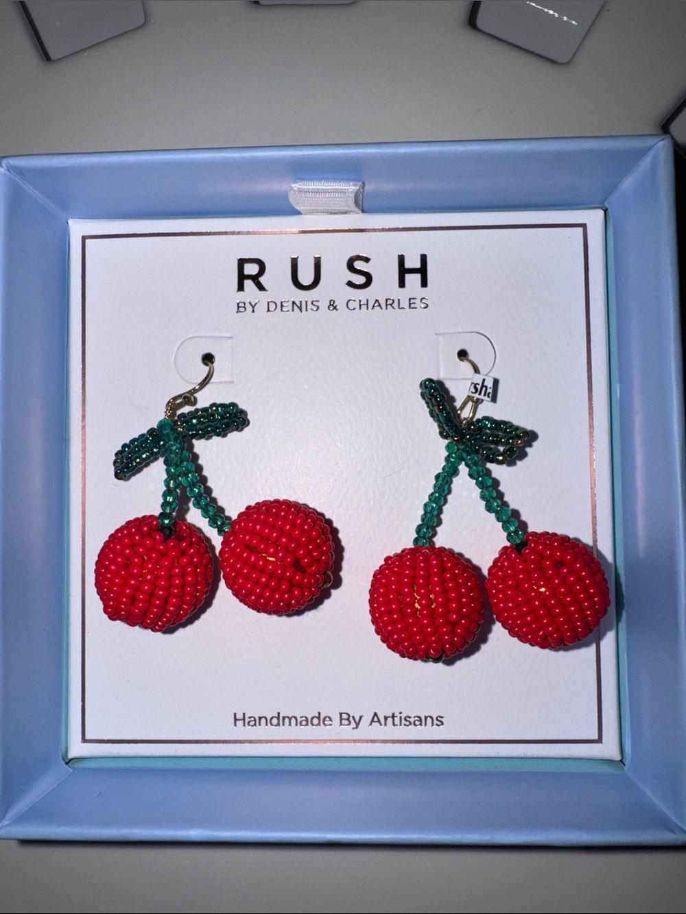 RUSH Beaded Cherry Drop Earrings